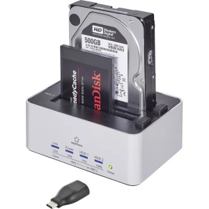 USB 3.0 SATA 2 Port priključna stanica za tvrde diskove sa USB tip-Câ„˘ Adapter Renkforce rf-docking-09 sa funkcijom kloni slika