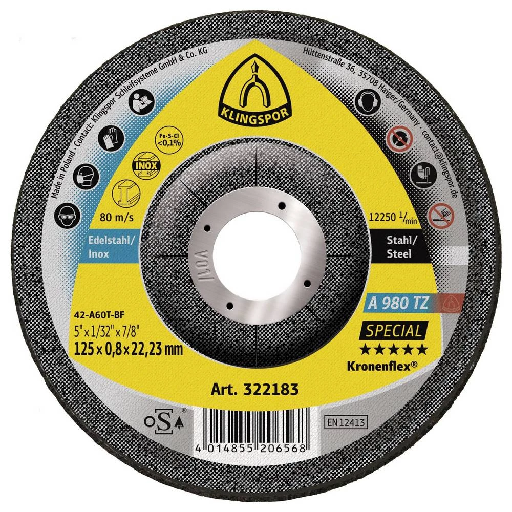 Klingspor A 980 TZ Special 322183 rezna ploča s glavom 125 mm 25 kom. nehrđajući čelik, čelik, obojeni metali slika
