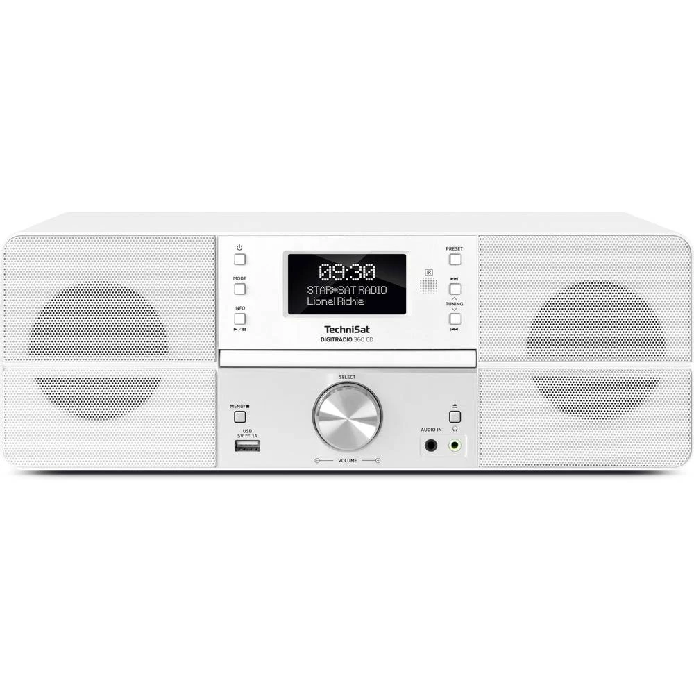 DAB+ (1012) CD radio TechniSat DigitRadio 360 CD AUX, CD, UKW, USB Podržava DLNA, Funkcija punjenja baterije Bijela slika