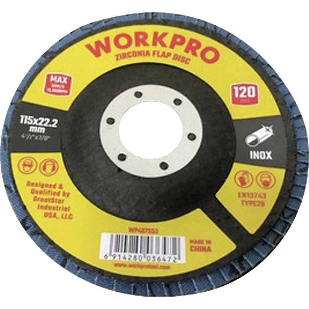 WorkPro WP407553 lamelna brusna ploča promjer 115 mm 10 kom. slika