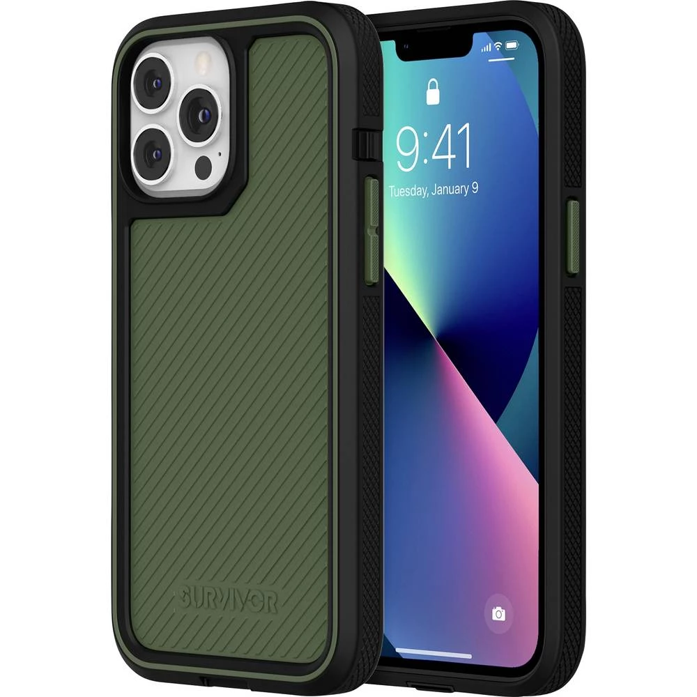 Griffin  Survivor All-Terrain Earth Case  stražnji poklopac za mobilni telefon  Apple  iPhone 13 Pro Max  papirno zelena, crna slika