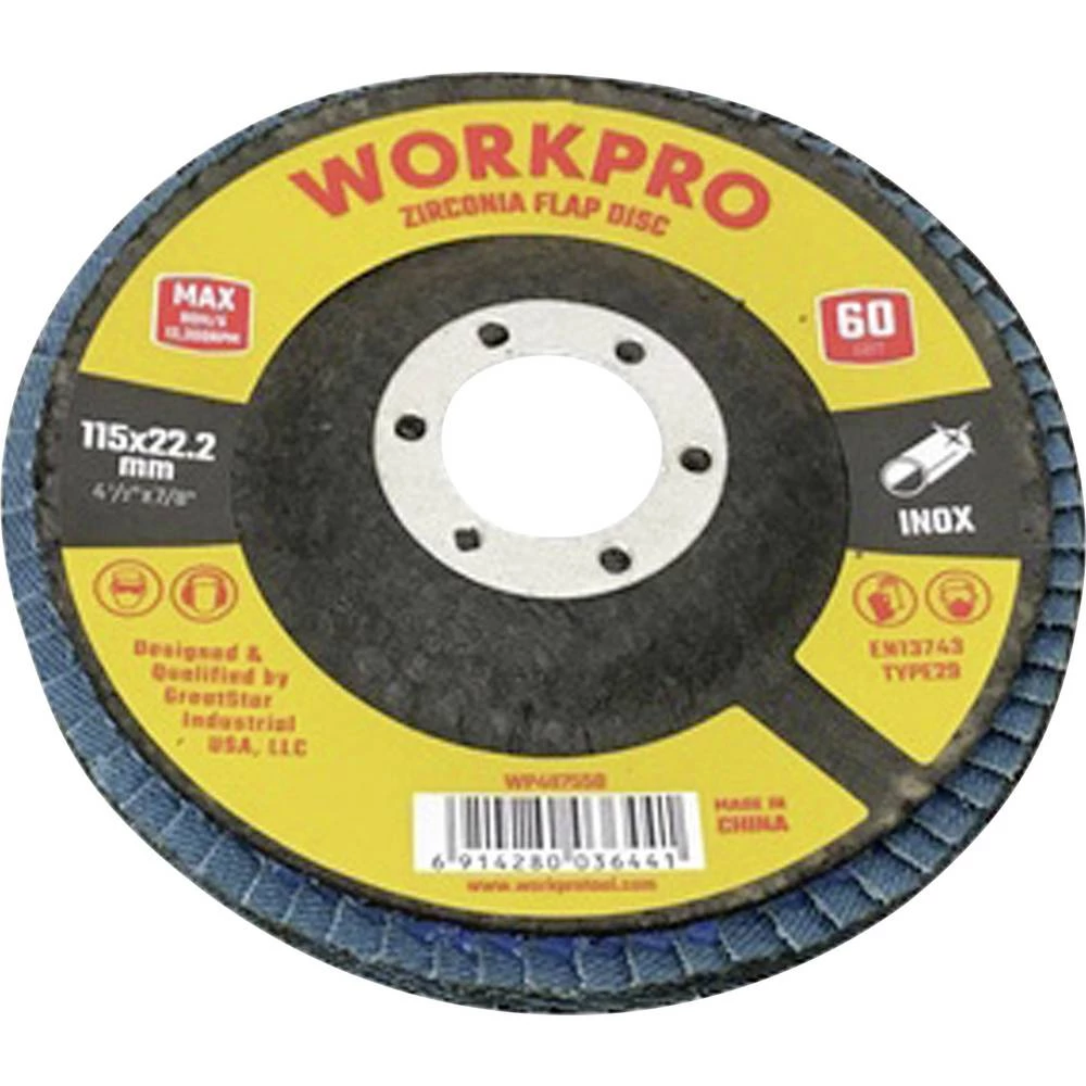 WorkPro WP407550 lamelna brusna ploča promjer 115 mm Promjer bušotine 22.2 mm 10 kom. slika