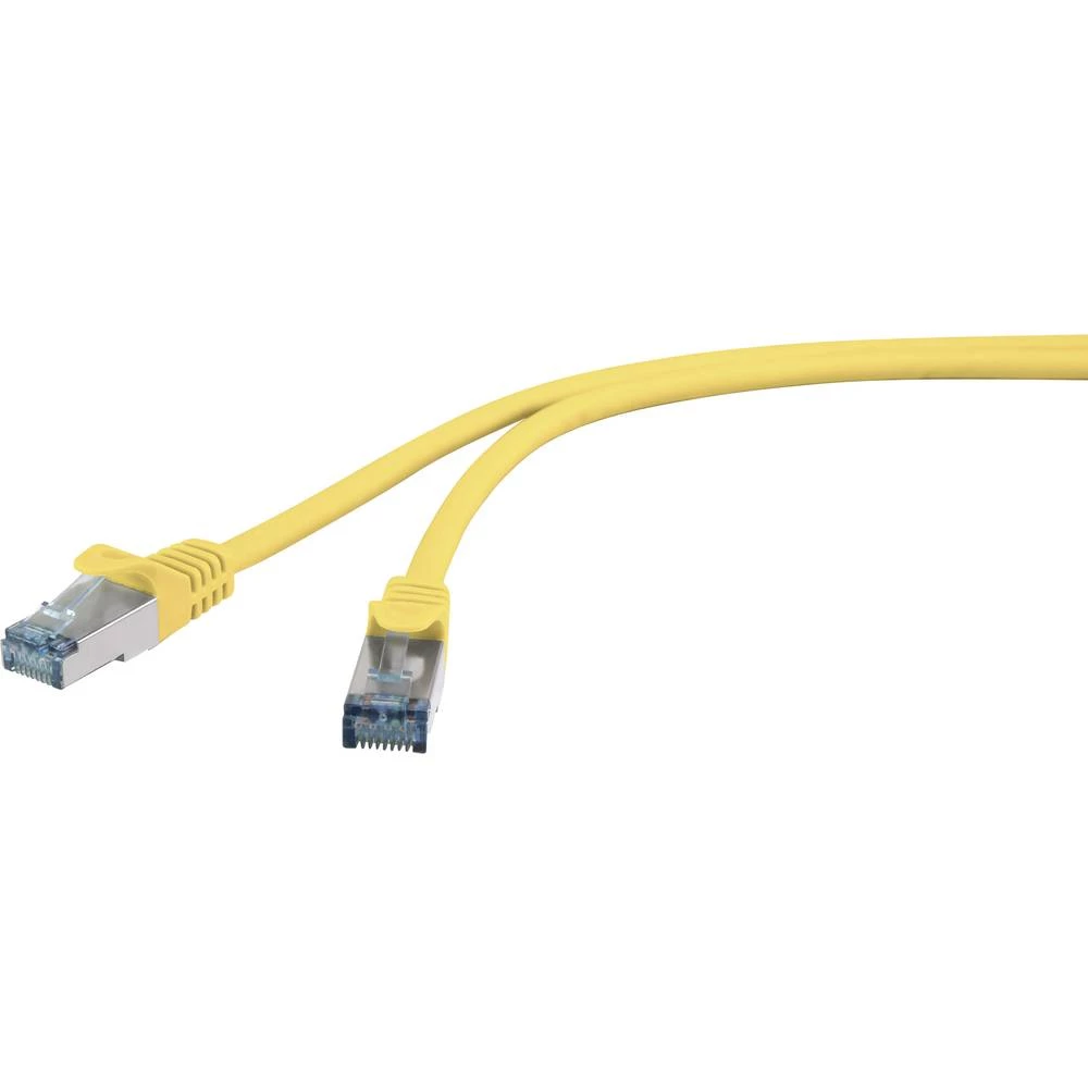 LAN (RJ45) Mreža Priključni kabel CAT 6A S/FTP 0.5 m Žuta sa zaštitom za nosić, Vatrostalan Basetech slika