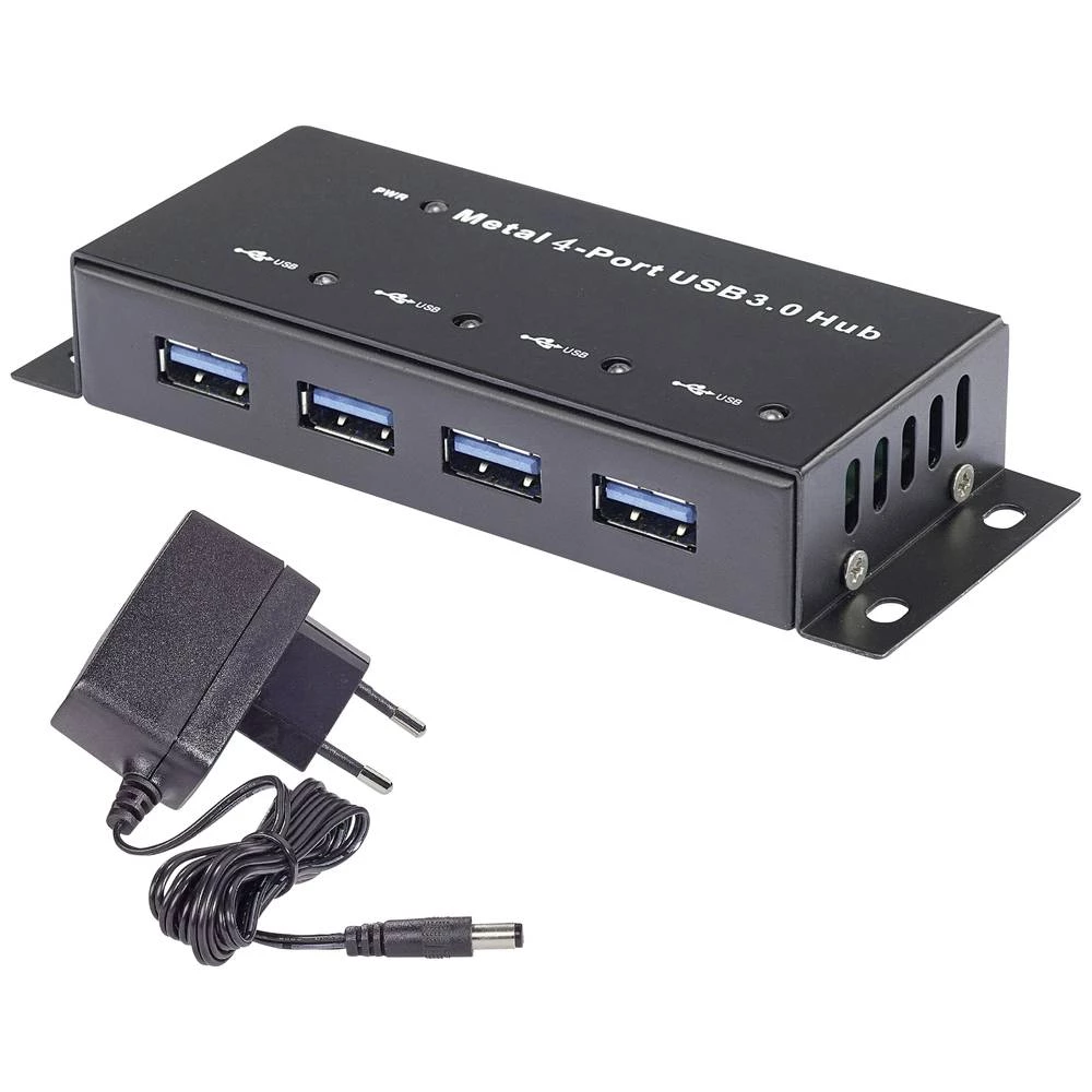 <br>  Renkforce<br>  RF-HUB-200<br>  4 ulaza<br>  USB 3.2 Gen 1 hub (USB 3.0)<br>  metalno kućište, za zidnu montažu<br>  crna<br> slika