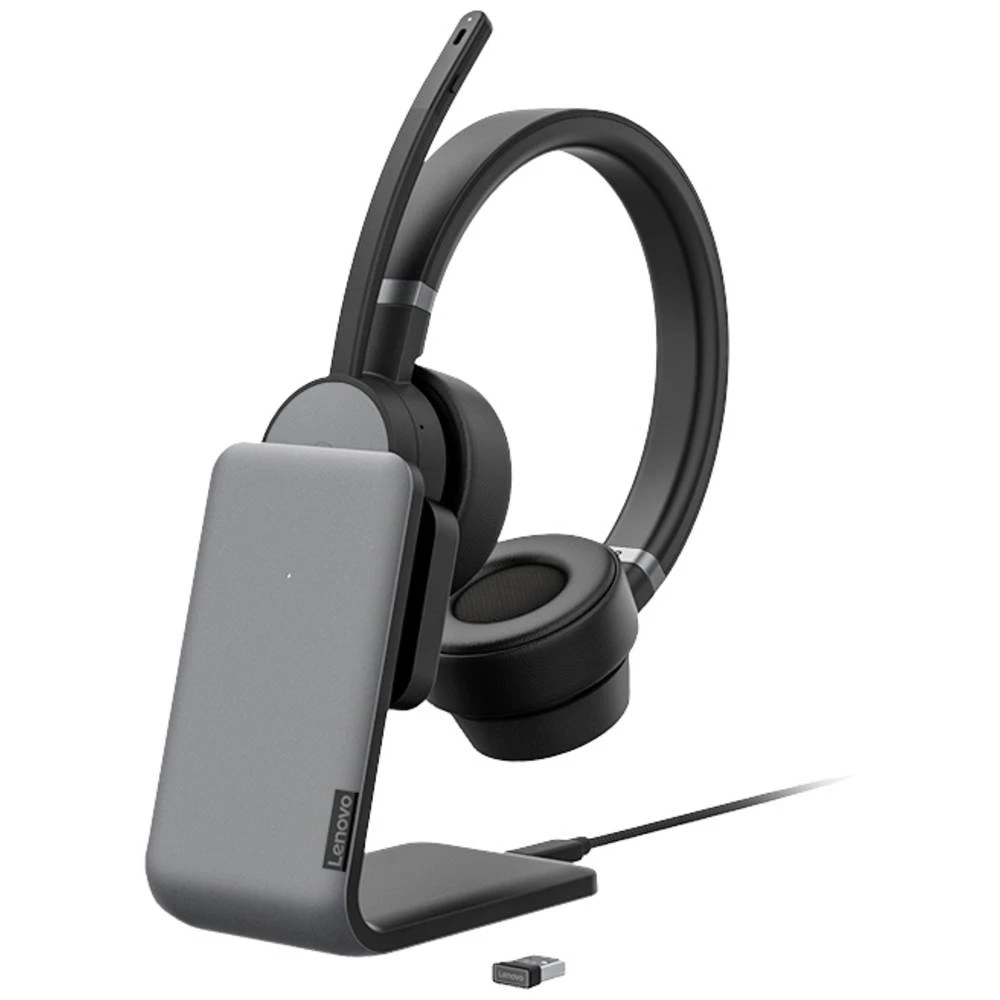 Lenovo Go Wireless On Ear Headset Bluetooth® stereo siva poništavanje buke kontrola glasnoće, utišavanje mikrofona slika