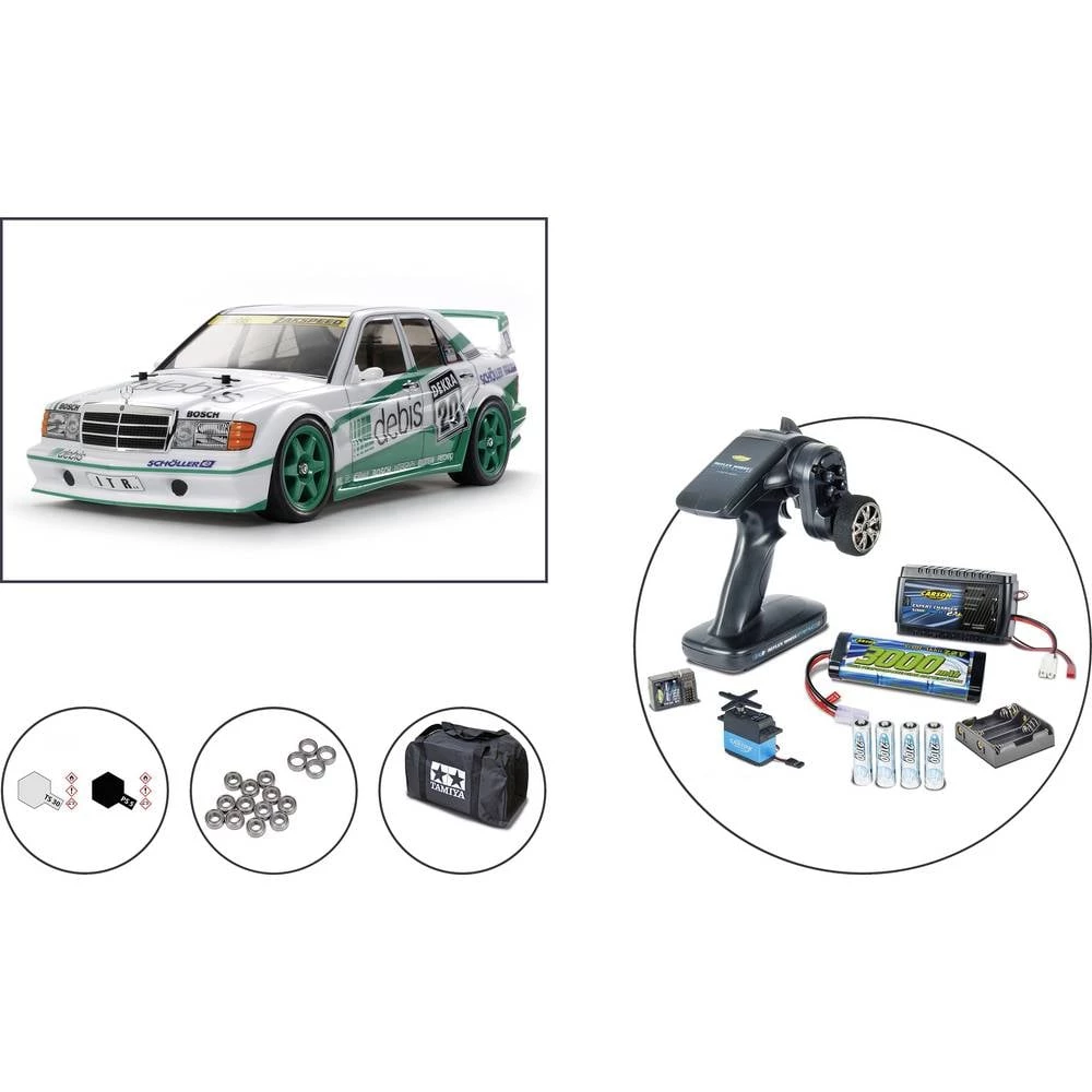 Tamiya TT-01E Mercedes Benz 190E debis Zakspeed, Set s četkama 1:10 RC model automobila električni cestovni model pogo slika