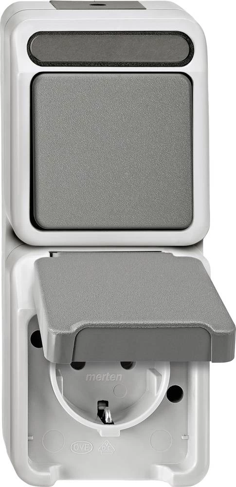 Merten 1 komad Potpuni Kombinacija prekidača / utičnica Svijetlosiva 4922833 slika