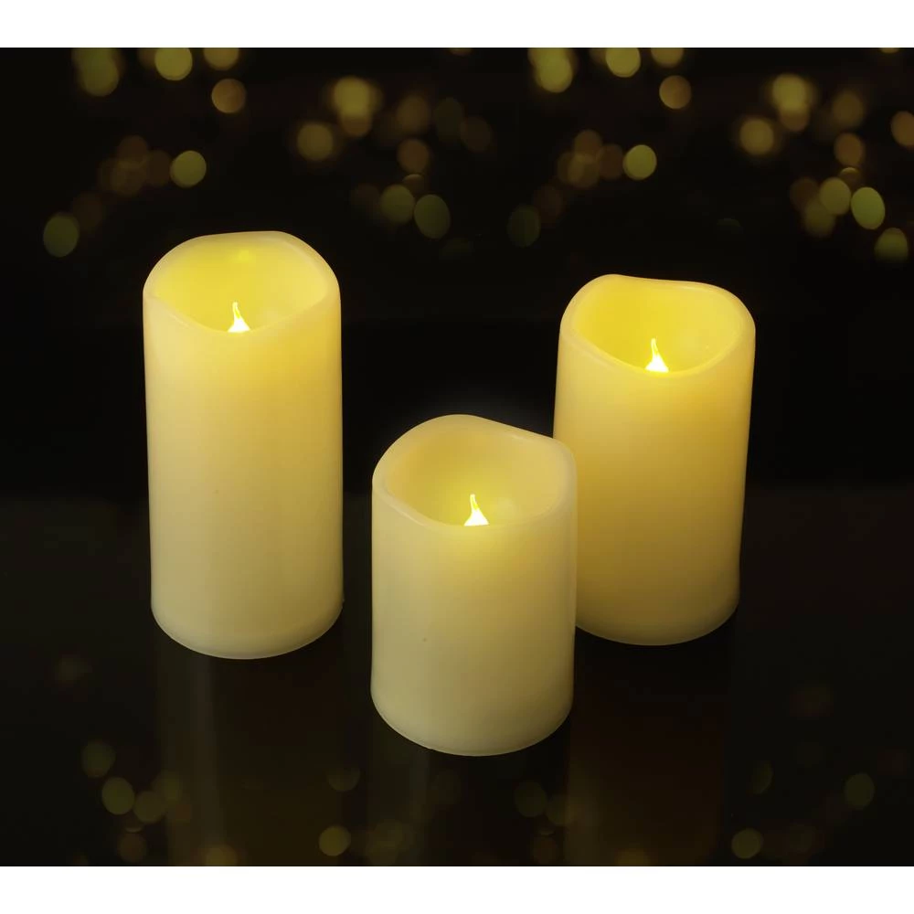 Sygonix SY-4531612 LED svijeća 3-dijelni komplet bjelokost toplo bijela (Ø x V slika