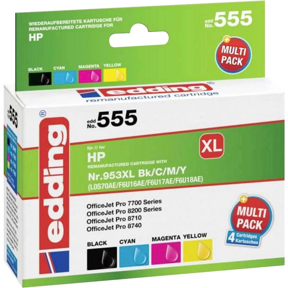 Edding patrona tinte zamijena HP 953XL (3HZ52AE) kompatibilan kombinirano pakiranje crn, cijan, purpurno crven, žut EDD-555 18-5 slika