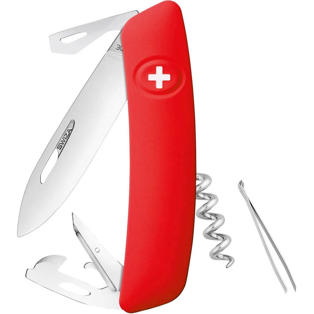 Švicarski džepni nož Sa Soft-Touch Broj funkcija 11 SWIZA D03 KNI.0030.1000 Crvena slika