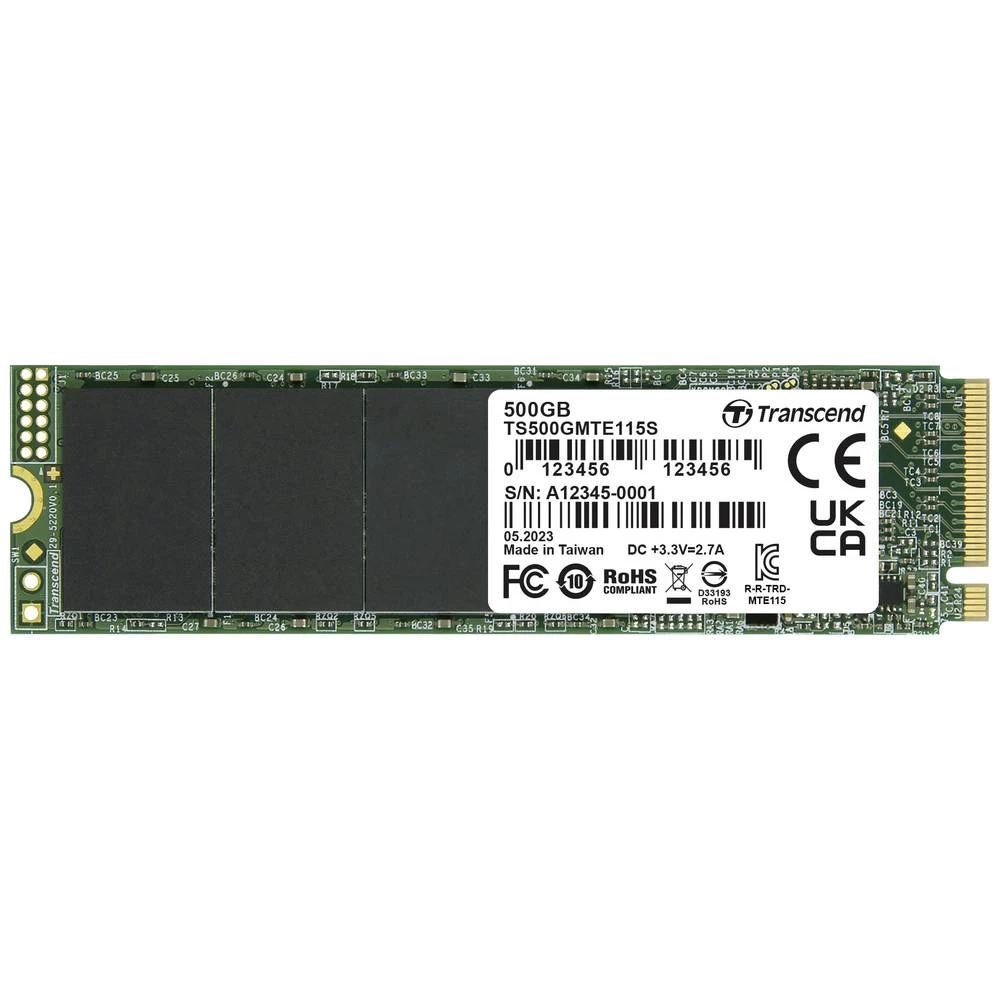 Transcend 115S 500 GB unutarnji M.2 PCIe NVMe SSD 2280 PCIe nvme 3.0 x4 maloprodaja TS500GMTE115S slika