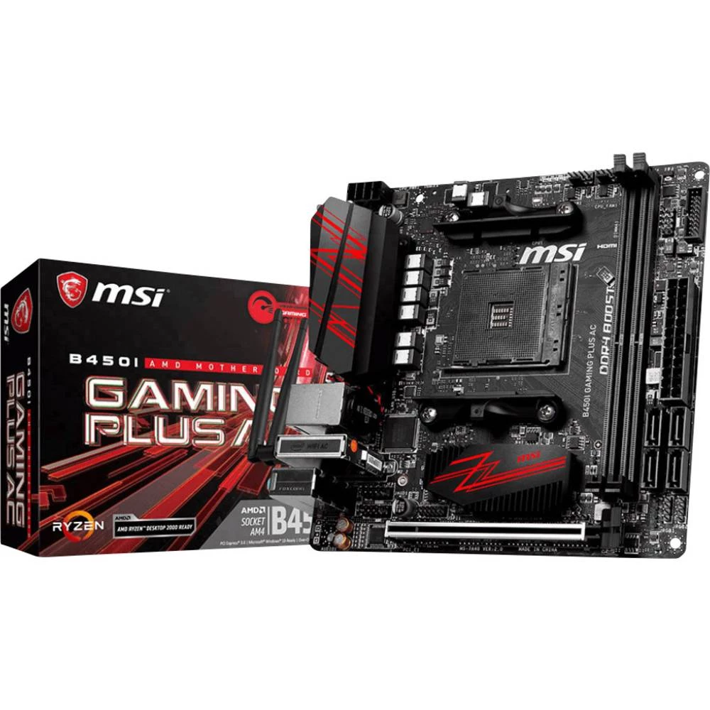 Matična ploča MSI Gaming B450i Gaming Plus AC Baza AMD AM4 Faktor oblika Mini-ITX Set čipova matične ploče AMD&reg; B450 slika