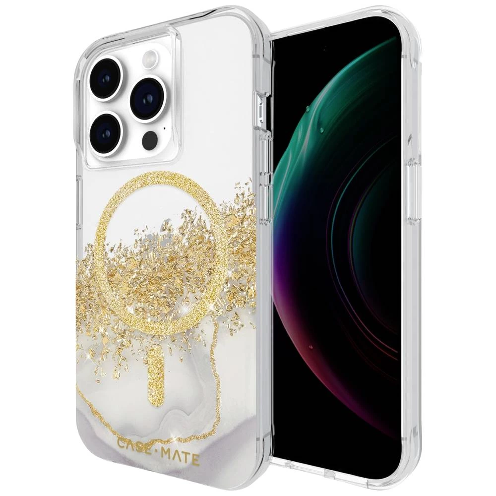 CASEMATE Karat Marble MagSafe stražnji poklopac za mobilni telefon Apple iPhone 15 Pro prozirna, zlatna, svjetlucavi efekt slika