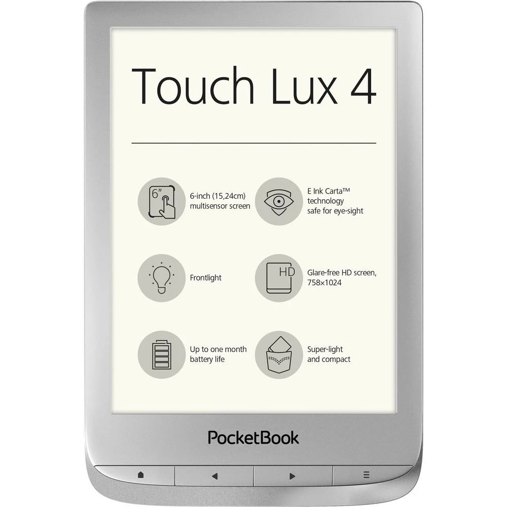 PocketBook Touch Lux 4 eBook-čitač 15.2 cm (6.0 ") Srebrna slika