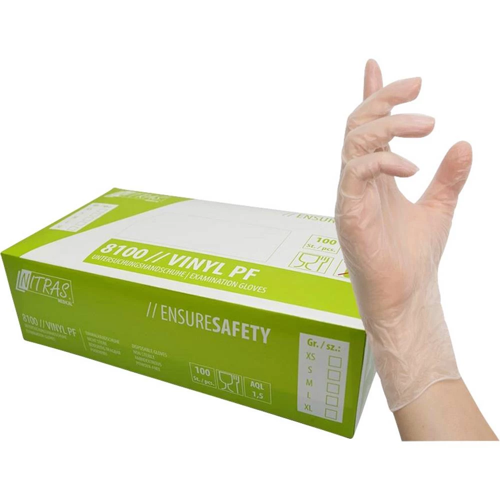 NITRAS 8100-XL 100 St. vinil rukavice za jednokratnu upotrebu Veličina (Rukavice): xl EN 455 slika