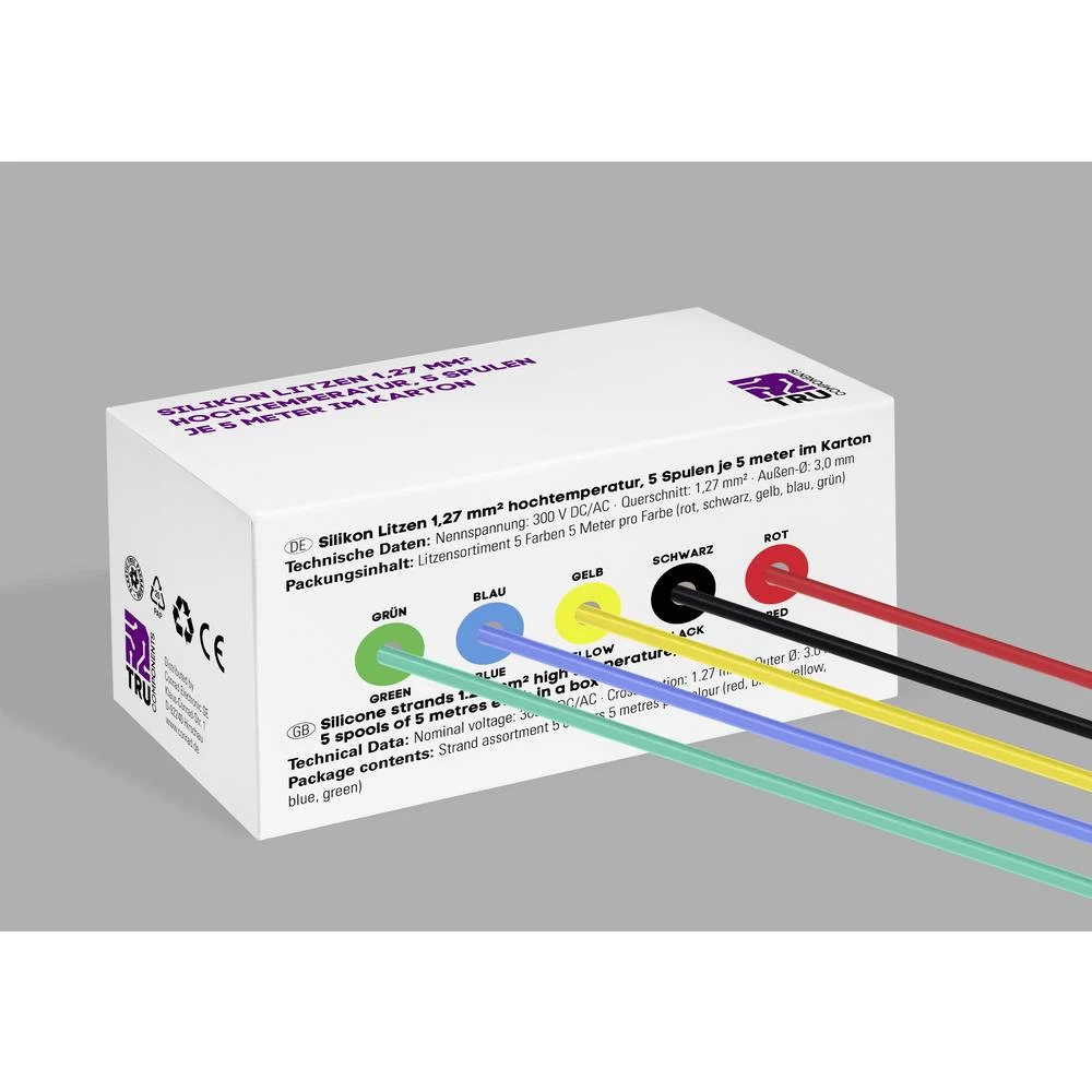 TRU COMPONENTS TC-14085016 silikonska žica 1.27 mm² crvena, crna, žuta, plava boja, zelena 1 Set slika