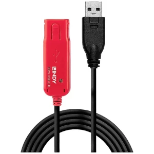 LINDY USB kabel USB 2.0 USB-A utikač, USB-A utičnica 30 m crna, crvena  42923 slika