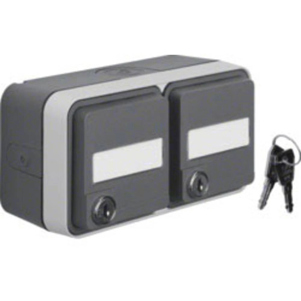 Berker 2-struki Šuko utičnica može se zaključati, Dvostruka utičnica Nadžbukni W.1 Siva, Svijetlosiva 47893525 slika