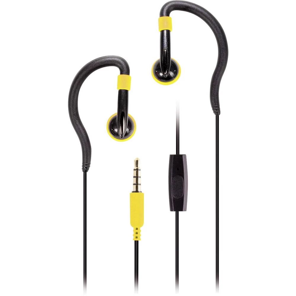 Sportske In Ear slušalice Vivanco SPORTS ACTIVE YELLOW U ušima Slušalice s mikrofonom, Jednostavan držač za glavu Crno-žuta slika