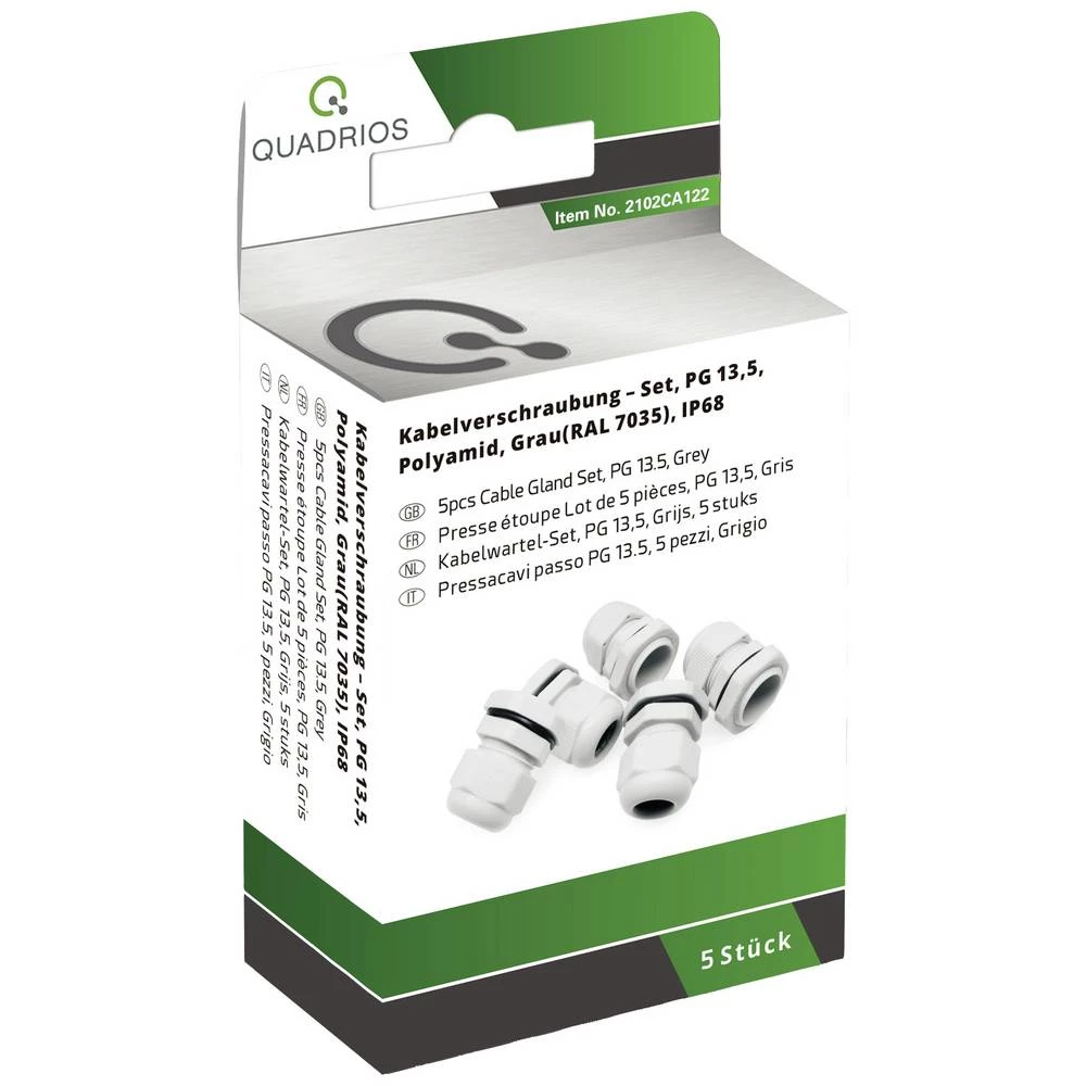 Quadrios 2102CA122 asortiman uvodnica PG13.5 PA66 svijetlosiva 1 Set slika