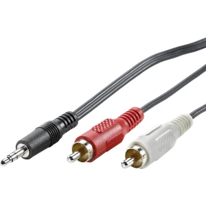 Value 11.99.4345 utičnica audio priključni kabel [1x 3,5 mm banana utikač - 2x muški cinch konektor] 5.00 m crna sa zašt slika