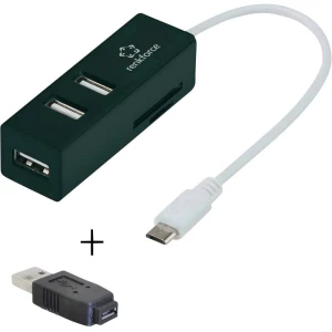 Renkforce 3 Port USB 2.0 OTG čvorište s čitačem SD kartice + mikro-B na USB-A adapter slika