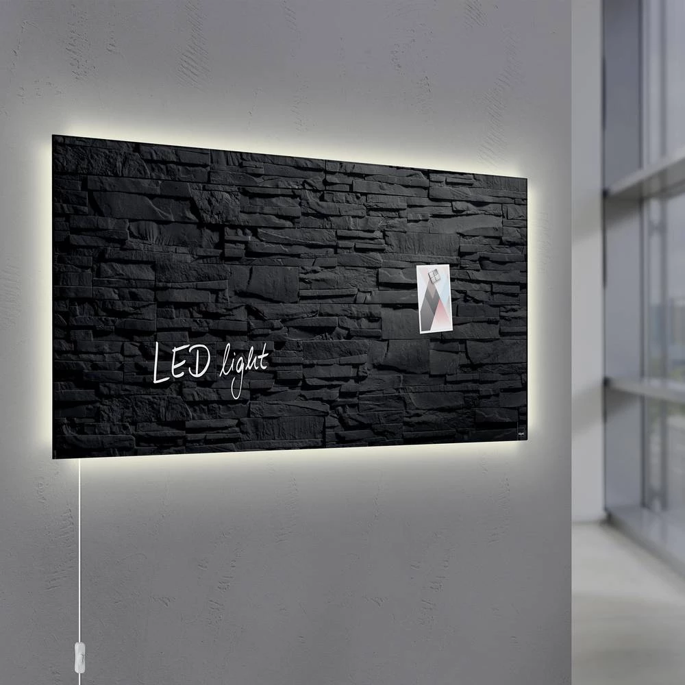Sigel Magnetska ploča od stakla s LED rasvjetom artverum&reg; Schiefer Stone LED Light (Š x V x d) 910 x 460 x 15 mm Škriljavac slika