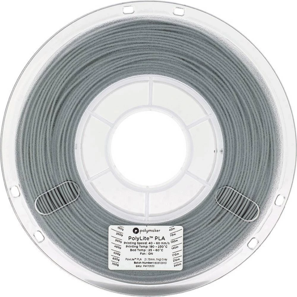 3D pisač filament Polymaker PolyLite 70539 PLA 1.75 mm Siva 1 kg slika