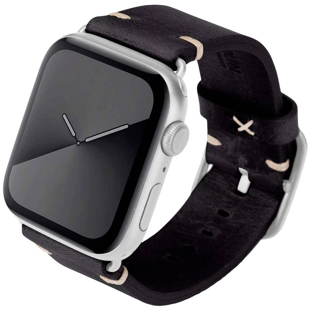 JT Berlin Watch Band Alex Vintage  Apple Watch 44/45 mm  crno - nehrđajući čelik  S/M  10625 JT Berlin Alex Vintage kožnati remen 44 mm, 45 mm crna, plemeniti čelik slika