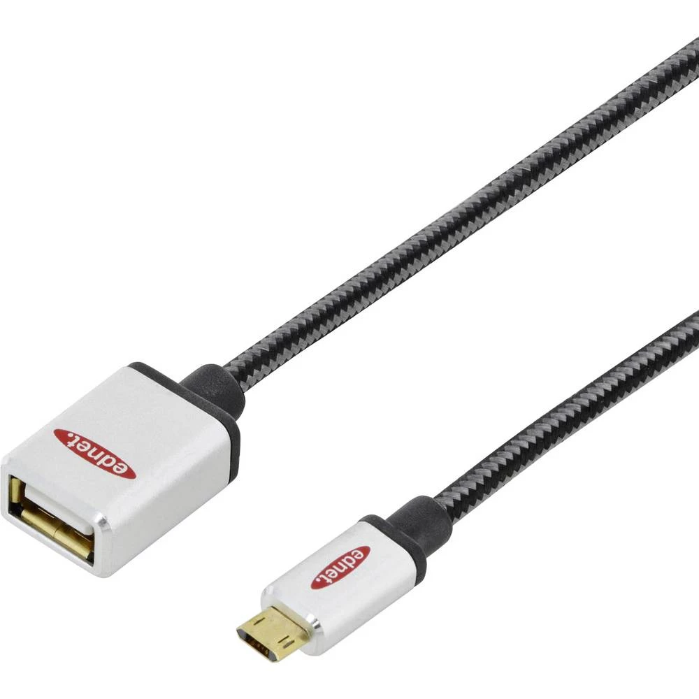 USB 2.0 Adapter cable [1x Ženski konektor USB 2.0 tipa A - 1x Muški konektor USB 2.0 tipa Micro B] Crna s OTG funkcijom ednet slika