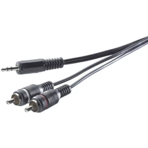 SpeaKa Professional-Činč/JACK audio priključni kabel [2x činč utikač - 1x JACK utikač 3.5 mm] 0.30 m crn slika