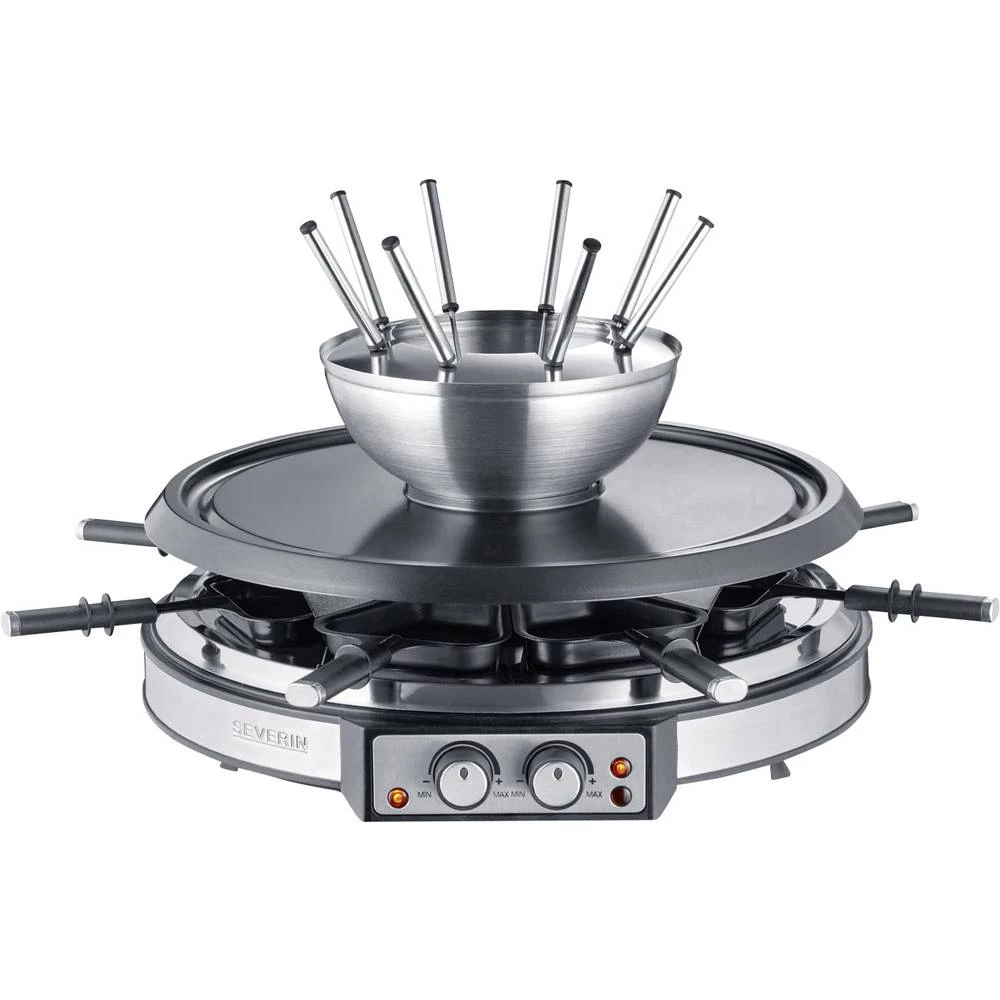 Raclette Severin RG 2348 8 vilica za fondue, 8 posuda Plemeniti čelik, Crna slika