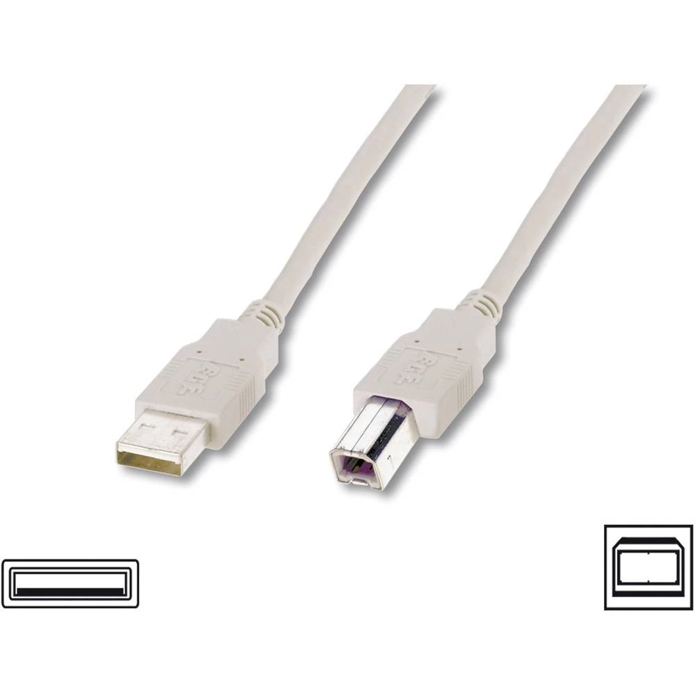 Digitus USB kabel USB 2.0 USB-A utikač, USB-B utikač 1.00 m bež boja  AK-300105-010-E slika