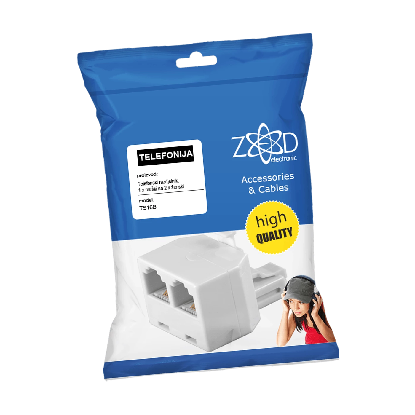 Telefonski razdjelnik 1 muški na 2 ženska slika