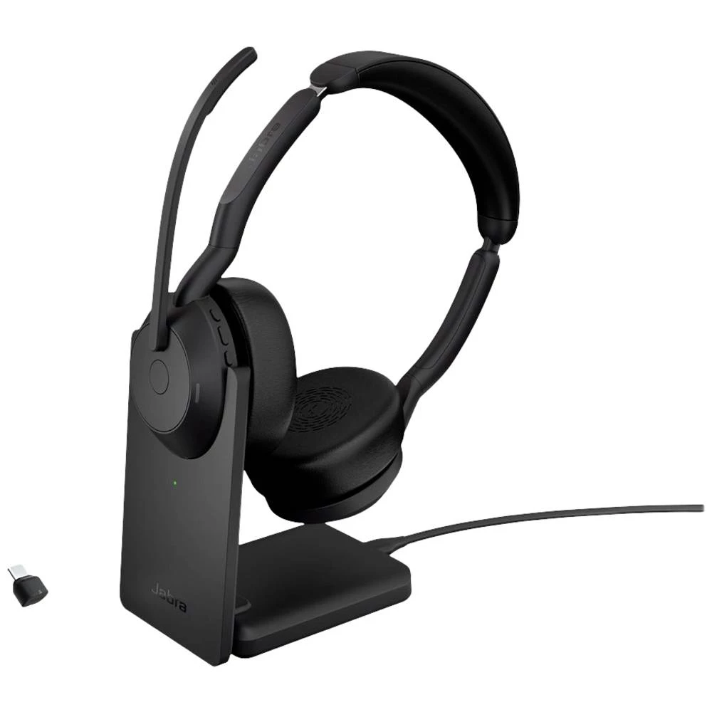 Jabra Evolve2 55 UC Stereo računalo On Ear Headset Bluetooth® stereo crna poništavanje buke utišavanje mikrofona, kontro slika