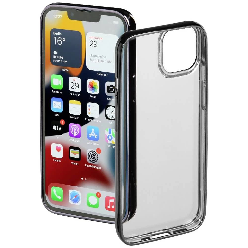 Hama Clear&Chrome stražnji poklopac za mobilni telefon Apple iPhone 13 crna (prozirna) slika
