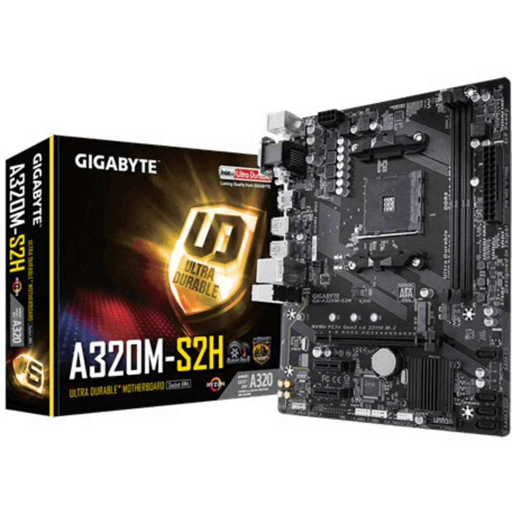 Gigabyte GA-A320M-S2H AM4 AMD matična ploča Baza AMD AM4 Faktor oblika Micro-ATX Set čipova matične ploče AMD® A320 slika