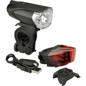 Komplet svjetla za bicikl Fischer Fahrrad 85354 LED pogon na punjivu bateriju Crna slika