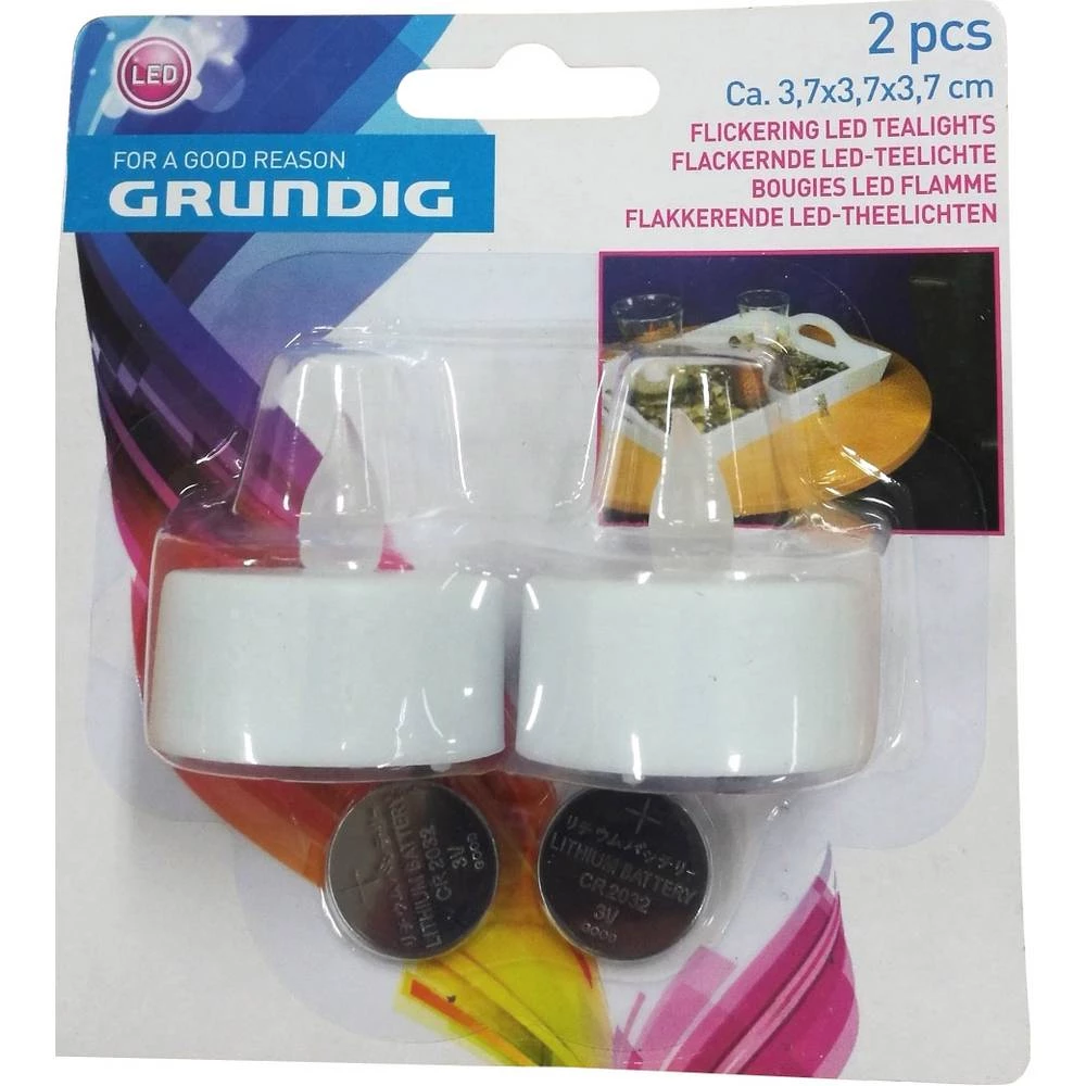 LED čajno svjetlo 2-dijelni komplet LED Toplo-bijela Grundig 06176 Bijela slika