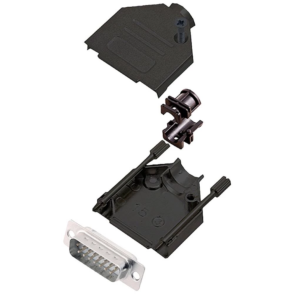 Komplet D-SUB pinskih konektora 180 ° Broj polova: 15 Lemni kup encitech DTZK15-BK-DMP-W-K 1 ST slika