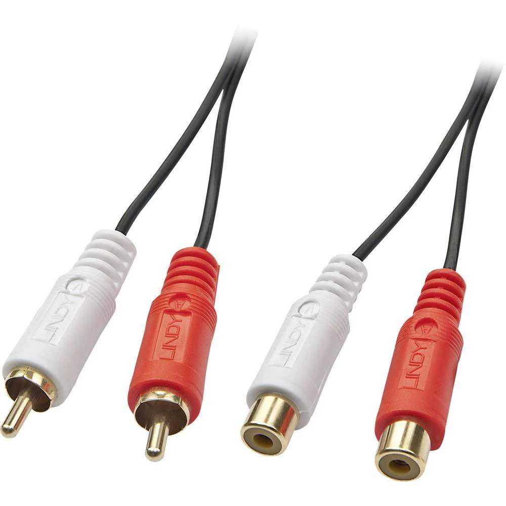 LINDY 35673 Cinch audio produžetak [2x muški cinch konektor - 2x ženski cinch konektor] 5.00 m crna slika