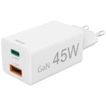 Hama Schnellladegerät, 1x USB-C PD, 1x USB-A QC, Mini-Ladegerät, 45 W, Weiß USB punjač unutrašnje područje, utičnica B