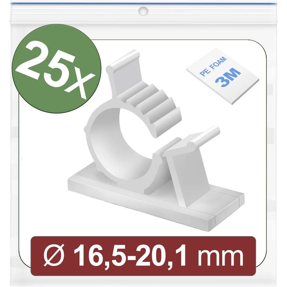 Quadrios 24CA448 postolje samoljepljiva 24CA448 Snop Ø, područje 16.5 do 20.1 mm   bijela 25 St. slika