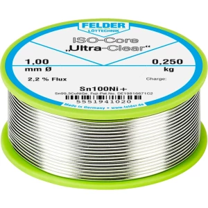 Felder Löttechnik ISO-Core "Ultra-Clear" Sn100Ni+ Lemna žica, bezolovna Svitak Sn99.25Cu0.7Ni0.05 0.250 kg 1 mm slika