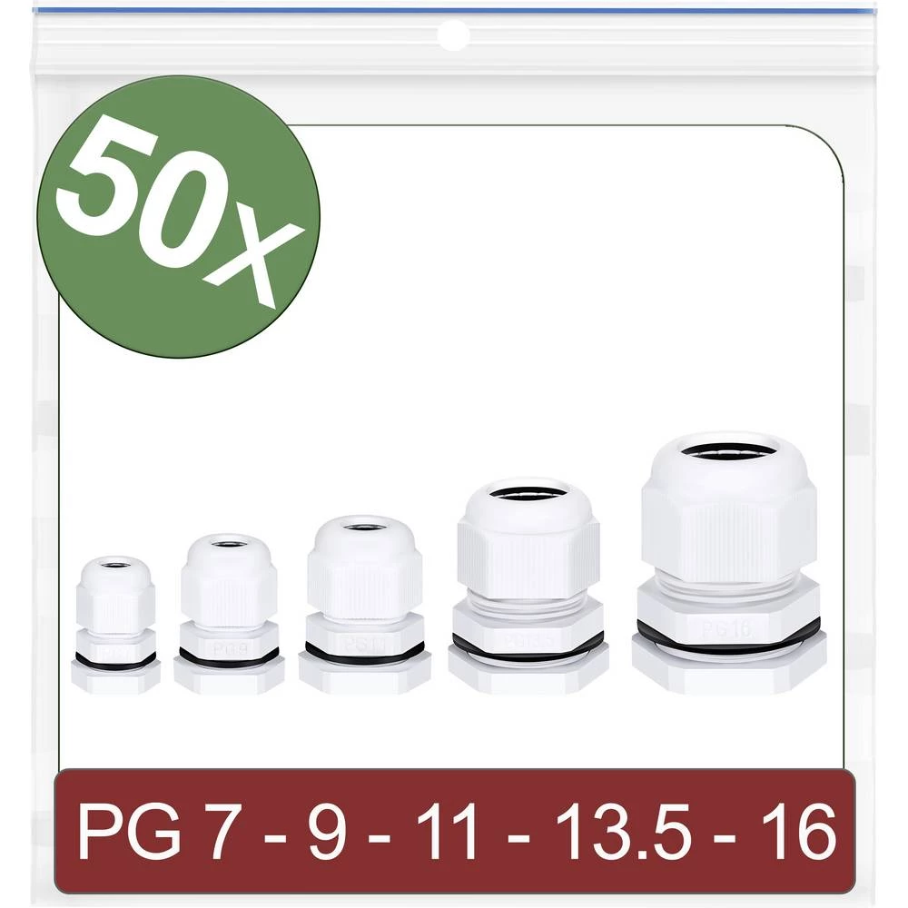 Quadrios 24CA414 kabelska uvodnica  PG7, PG9, PG11, PG13.5, PG16  poliamid bijela 50 St. slika