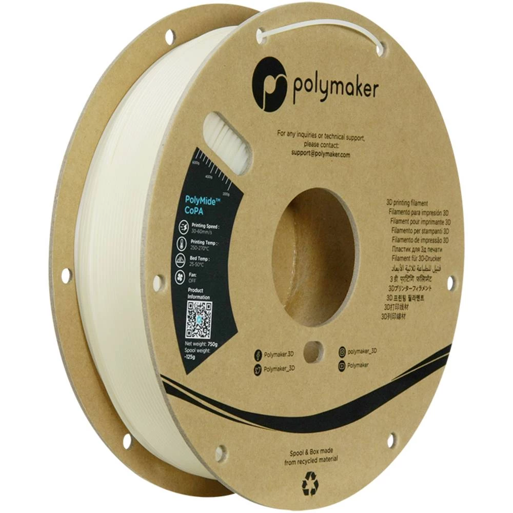 Polymaker PG05003 CoPA 3D pisač filament PA-nylon otporan na toplinu, visoka vlačna čvrstoća 1.75 mm 750 g bistra PolyMi slika