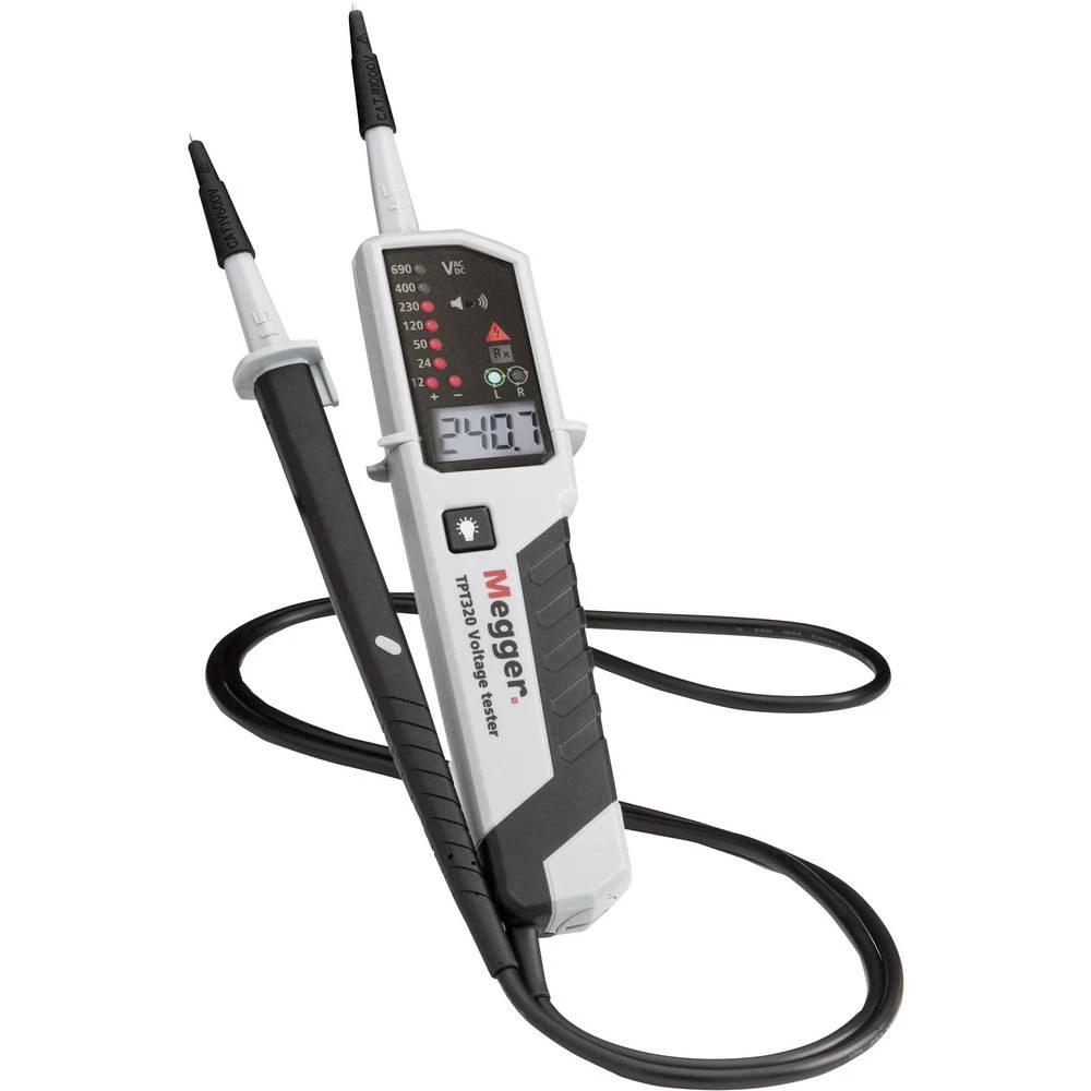 Dvopolni tester napona Megger TPT320 CAT III 1000 V, CAT IV 600 V Akustički, LCD, LED ISO slika