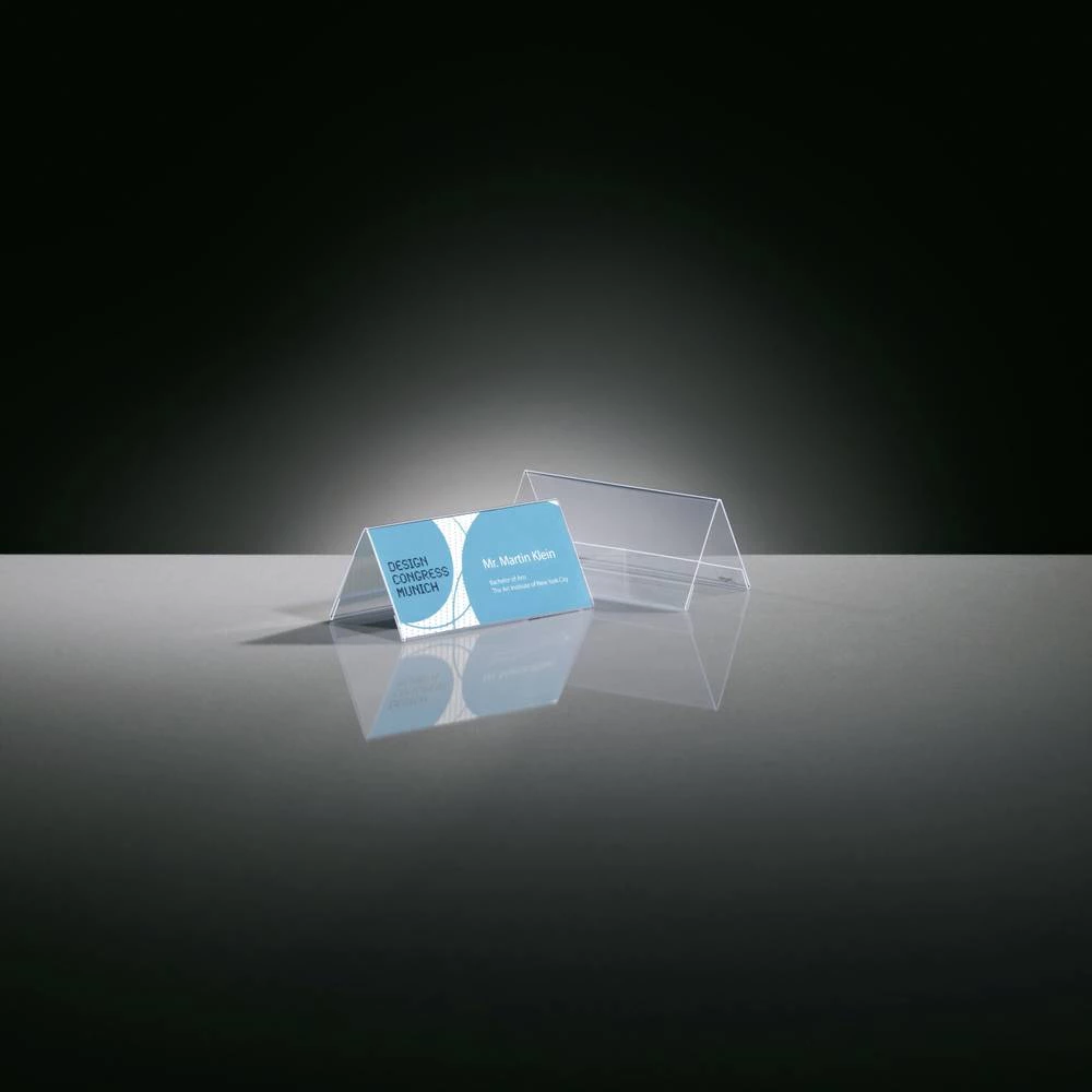 Sigel Stolni stalak TA138 Oblik krova Upotreba za papirni fomat: 95 x 42 mm Stakleno prozirna 10 kom./paket 1 Pakiranje slika