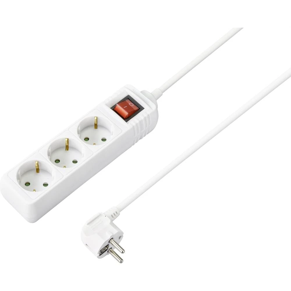 Sygonix SY-7042484 razdjelna letva s prekidačem 3-struki bijela utičnica 1 kom. slika