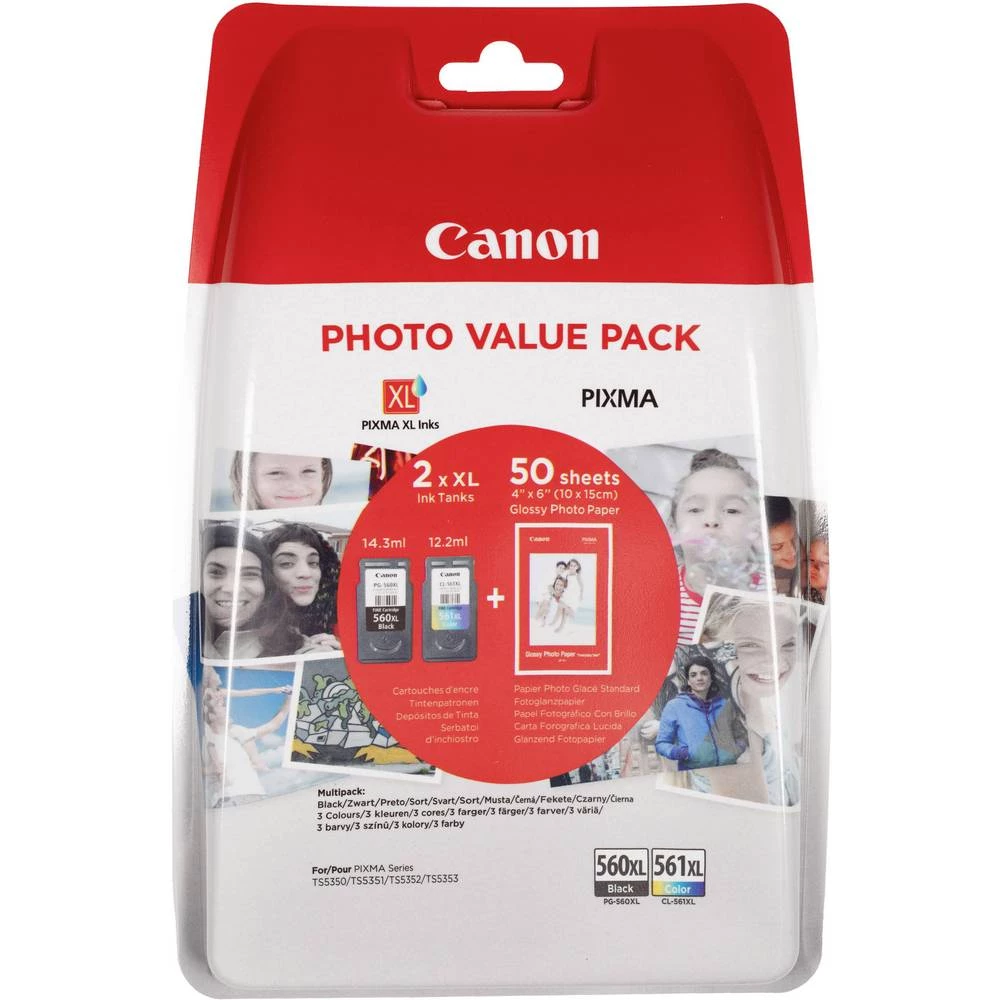 Canon patrona tinte PG-560 / CL-561 Photo Value Pack original kombinirano pakiranje crn, cijan, purpurno crven, žut 3712C004 patrone, komplet od 4 komada slika